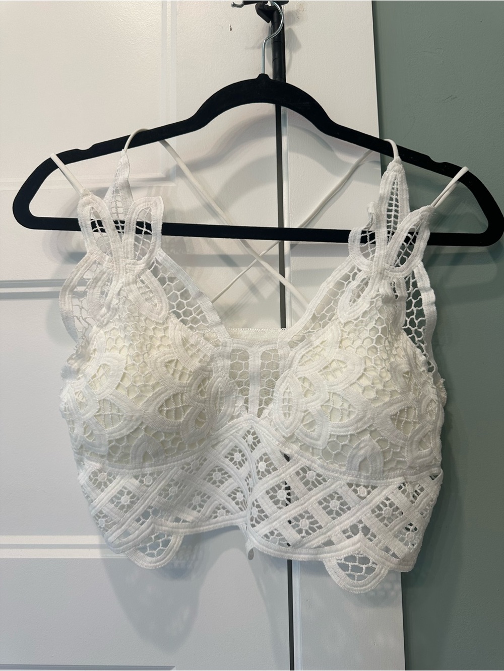 Lace Bralette Crop Top - White